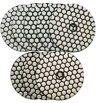 SHDIATOOL Diamante Lucidatura Pad 7 Pezzi Grana Mista per Lucidare a Secco Marmo Granito Pietra Ceramica Dia 100mm/4 Pollici