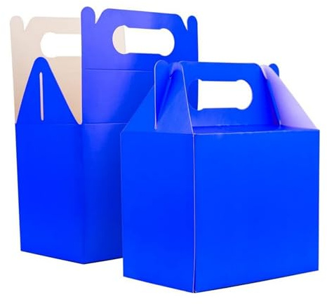 SHATCHI 30Pcs Blue Party Food Lunch Boxes Takeaway Containers 14x12x10 cm - Meal Treat, Candy, Cookie, Toys, Cake Packing for Kids Birthday, Wedding, Catering Events, Picnics Party Bags
