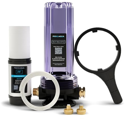 PRO+AQUA 2-Stage Regeneration/Filtration Kit for Portable Water Softeners - Removes Chlorine, Bad Taste, Odors, Sediment, Bacteria - Universal Fit, Protects System, 5 Micron (WS-P-REG-KIT)