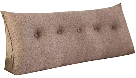 RAKTOV Schlichtes dreieckiges Lesekissen, großes Rückenlehnenkissen für Bett, Sofa, Tatami, Tagesbettkissen, Keil-Kopfteil-Kissen mit abnehmbarem Bezug, 150 x 50 x 20 cm, Braun