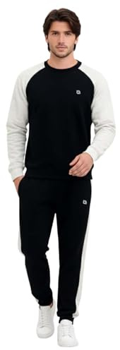 Bahob® Mens Tracksuit Set 2 Piece Sweatshirt and Joggers for Men Fleece Tracksuit Sets Gym Casual Exercise Running Sport Lounge Wear S-XXL (MRTS-151-A, Small)