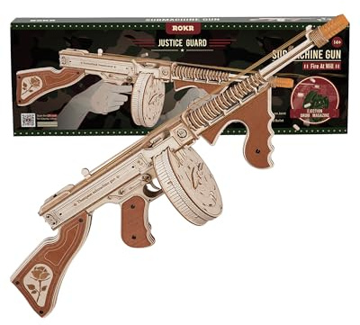ROKR 3D Wooden Puzzles for Adults-Rubber Band Toy Tommy Gun-Model Kits to Build for Adults-Wood Puzzles Adult-Hobbies for Men-Gift Idea for Christmas