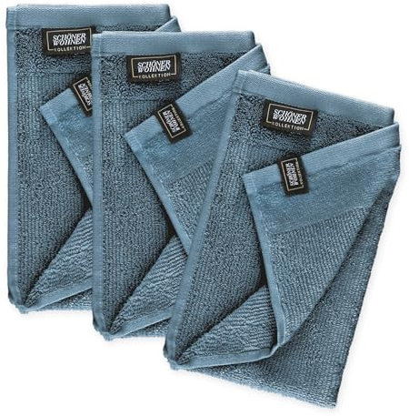 SCHÖNER WOHNEN Gästehandtücher 30x50 blau - Frottee Gästetuch Set im 3er Pack - Gesichtstücher Baumwolle Öko-Tex - klein - für Bad, WC, Baby, Kinder & Fitnessstudio - schnelltrocknend