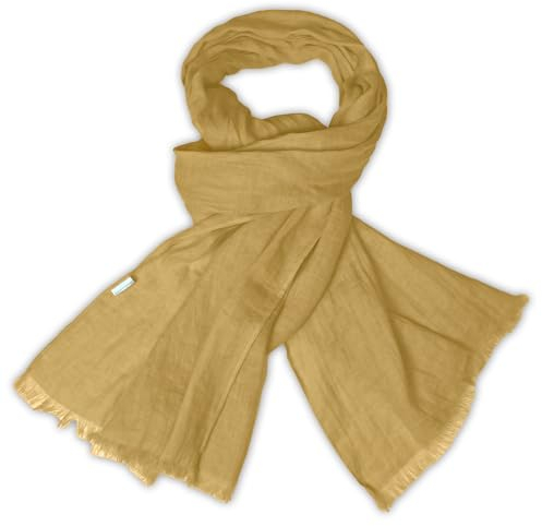 Leichter Leinenschal aus 100% Leinen BEIGE-SAND Leinenschal. Damen & Herren. Handgefertigt in Europa, Schal aus weicher Leinenstoff, Leinentuchschal Mit Fransen, 70x200cm (27x78inches)