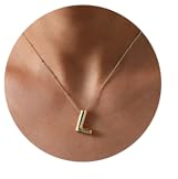 Halora Bubble Letter Necklace Gold Kette Mit Buchstaben Anhänger Halskette Damen Balloon Letter L Necklace Namenskette Buchstabenkette für Frauen