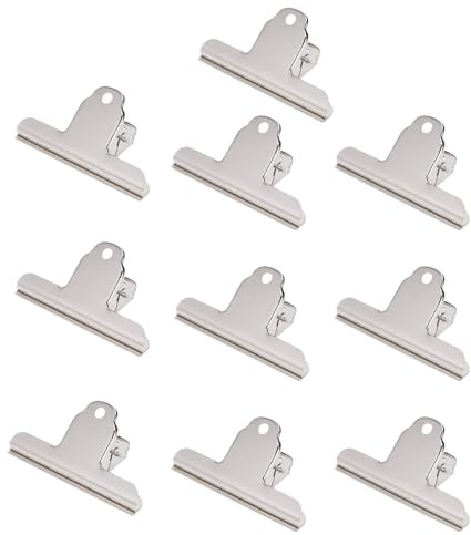 Voarge 10 pack Bulldog-klämma, stor bulldog-ritklämma, metallbulldog-bindarklämmor, 3 tum silver bulldog-trumpen, för papper, post, kartong, kontor, kök