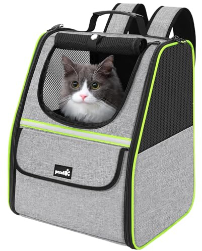 Pecute Sac Transport Chat, Sac à Dos Transport Chat et Chien Filet Respirant Sac de Voyage Portable pour Randonnée, Vélo et Avion,Respirant et Confortable- Confortable pour Petit Animal (Max 5kg)