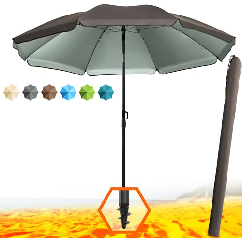 4smile Sonnenschirm Balkon + Sonnenschirmhülle - SET in Dunkelbraun - UV50+ Strandschirm 180cm, Balkonschirm mit Knickfunktion, Gartenschirm, Sonnenschirm Strand