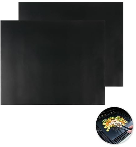 2 Pezzi Tappetino in Silicone per Forno, 40x50 cm Tappetino Forno Riutilizzabile, Tappetino Silicone Forno Calore fino a 260°C, Ideali per BBQ Carne Pesce e Verdure, Facili da Pulire