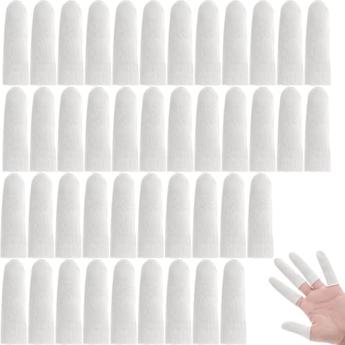 WeddHuis 100 Pezzi Protezioni per Dita in Cotone Bendaggio Proteggi Pollice Guaine per Dita per Eczema alle Mani Artrite delle Dita Lesioni