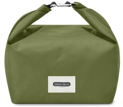 BLACK + BLUM isolierte Lunchtasche 6,7 L Moos, 100% auslaufsicher dank Rolltop, faltbare Lunchbag aus recyceltem Kunststoff, wasserabweisend, kleine Kühltasche für Meal Prep, Büro, Schule