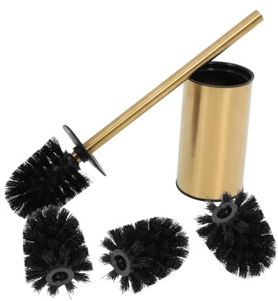 Yardenfun Soporte Escobilla De Inodoro De Acero Inoxidable 304 Cepillo De BañO con 3 Cabezas Reemplazables DiseñO De Pie Acabado Dorado para Limpieza FáCil Y Uso En BañOs Y Aseos