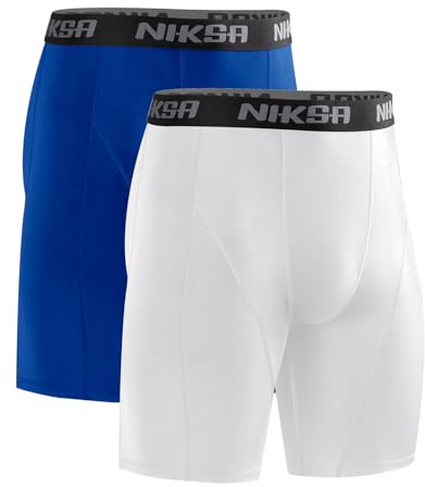 Niksa Lot de 1 ou 2 shorts de compression pour homme, sous-vêtements de sport pour homme, sous-vêtements de base, respirants et à séchage rapide, short de course serré et court, S