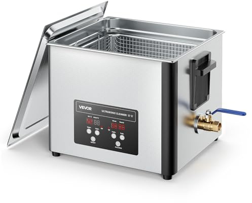 VEVOR 15 L Ultraschallreiniger, professionelle Ultraschallreinigungsmaschine mit Reinigungskorb & Digitalanzeige, 240 W Edelstahl 40 kHz Industrielle Reinigungsmaschine für Teile Vergaser Instrumente