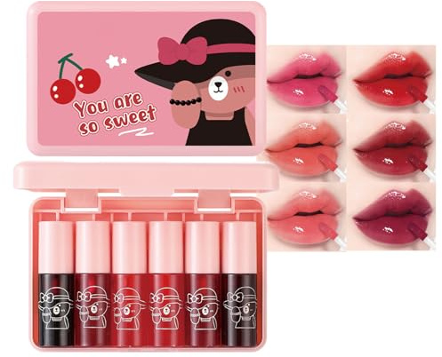 6 Colors Lip Tint Stain Set, Mini Liquid Lipstick Lip Stain Long Lasting Moisturizing, High Pigment Lip Gloss Set Water Tint Stain, Lip Glow Oil Lip Care For Dry And Chapped Lips