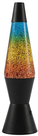 I-TOTAL® - Lampada Lava LED – Design Moderno con Effetto Bolle Fluide, Basso Consumo, Luce LED Integrata, 37 cm (Base Nera, Glitter Arcobaleno)