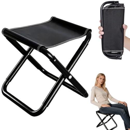 LUPATDY campingpall vikbar, bärbar hopfällbar pall liten, fällstol, lätt sits vikbar pall, camping, minihopfällbar pall med förvaringsväska, för resor, picknick, vandring, fiske, trädgård