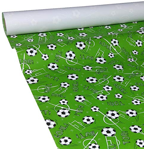 JUNOPAX Papiertischdecke 50m x 1,00m Fußball, nass- und wischfest