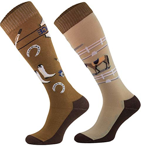 TODO Comodo Chaussettes d'équitation Fantaisie STJBW | Coton Mi-bas Chaussette Équitation Femme Motifs (STJBW 24 - Dressage, 39-42)
