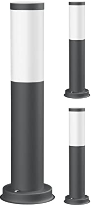 ledscom.de 3 Stück Wegelicht/Pollerleuchte PORU für außen, IP44, 39 cm, anthrazit, 1x E27 max. 40W