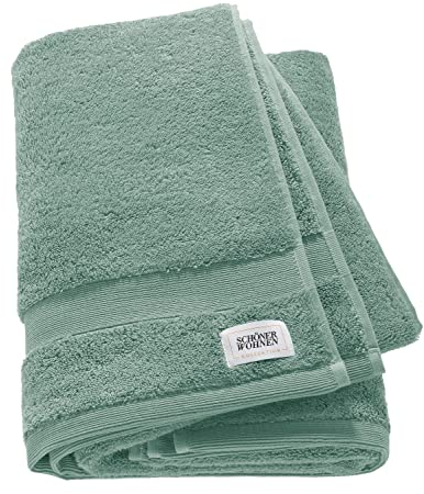 SCHÖNER WOHNEN Premium Duschtuch 70x140 cm - saugstark - Luxus Badetücher grün - 100% Baumwolle - als Handtuch-Set kombinierbar - Frottee Kinder - Öko-Tex