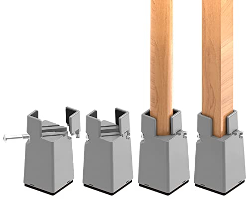 RCHYFEED Elevadores de Cama Ajustable para Muebles de 10cm con Abrazadera de Tornillo, 4 unidades 4'' Elevador Cama para Patas de Mesa Sofá Armarios Cuadradas y Redondas de 0,8 a 1,6 pulgadas de Ancho