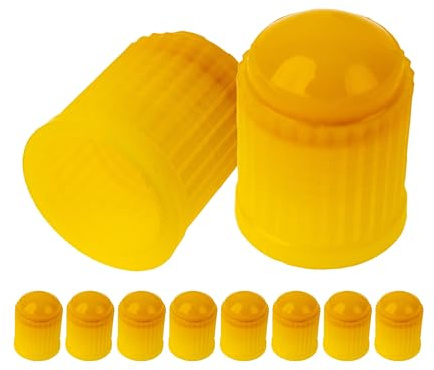 Ventilkappen aus Hartplastik, 10 Stück, in Gelb, für Autoreifen mit Schrader Ventil, O-Dichtung, Auto Schutzkappen, Reifenventil Abdeckung KFZ, Luftventilkappe PKW, Car Valve Caps, Ventilschutz