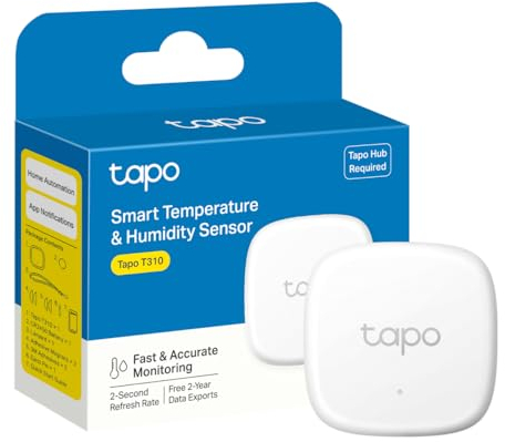 Tapo T310 Smart Humidity Meter, Room Thermometer, Hygrometer, Room Thermometer Indoor, Humidity Sensor, Room Temperature Monitor, Real-Time Notifications, Free 2-Year Data Storage, 2-Year Battery Life