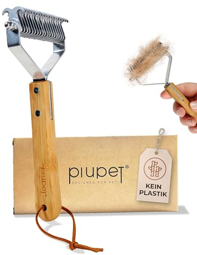 PiuPet® Unterfellbürste Hunde & Katzen I Kein Plastik-Material I Unterfellbürste Katze I Hundebürste Langhaar I Katzenbürste Langhaar I Unterwolle bürste Hund