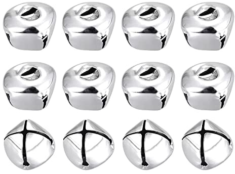 sourcing map 12 Stück Glöckchen, Metallglöckchen, 20mm Glöckchen Zum Basteln, Kleine Glocken, Schellen für Handwerk, DIY Weihnachten Dekoration, Geschenkdeko, Silberton