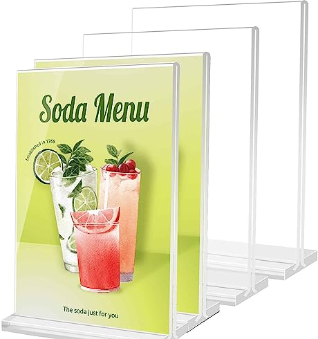 Qtuie 4Stk Acryl Aufsteller Tischaufsteller A4 Din Ständer Tischaufsteller Schräg Plakatständer Menükartenhalter Werbeaufsteller Tischkartenhalter Präsentationsständer Schildhalter a4 Ständer