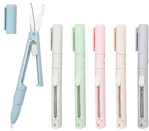 Eivdru Lot de 6 mini ciseaux en céramique pliables - Cutter en céramique - Ciseaux créatifs - Portable - Ciseaux créatifs - Ciseaux en céramique - Ciseaux à papier - Ciseaux de papeterie pour