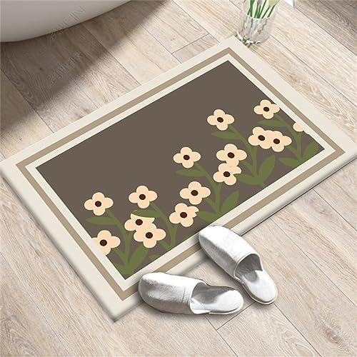 Badematte Rutschfester Badezimmerteppich Absorbierender Badteppich 60x90cm Schnell Trocknende Badezimmer Teppiche, Duschmatte Rutschfest Badvorleger Waschbar Bath Mats, Badeteppich Bad Teppich Curry