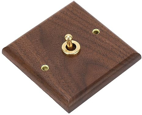 Interruttore a Levetta da Parete, Interruttore a Levetta con Decorazione Antica Sicura Noce Nera e Ottone Pregevole Fattura retrò 250 V per Assemblaggio Domestico