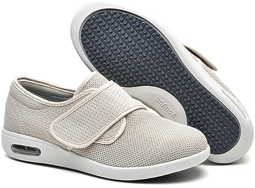 Scarpe Ortopediche Mujer con Strappo Zapatillas Deportivas de Malla sin Cordones para Mujer Zapatos con cojín de Aire para Mujer Zapatos para Caminar Tejidos elásticos (Color : Beige, Size : 39 EU)