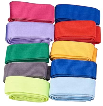 Helweet Gummiband Zum Nähen, Nähen Elastisches Band, Elastisch Band, Flaches Elastisches Band, Hosengummi, Für Nähzubehör DIY Handwerk Kleidung Und Gürtel, 2cm X 2m, 10 Stück, Zufällige Farben
