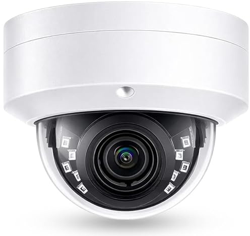 Real HD 4K 8MP PoE IP Vandal Dome PoE IP Camera Outdoor, 2.8mm Wide Angle 105° Fov, 98Ft Night Vision, H.265, Waterproof IP67, NDAA Compliant