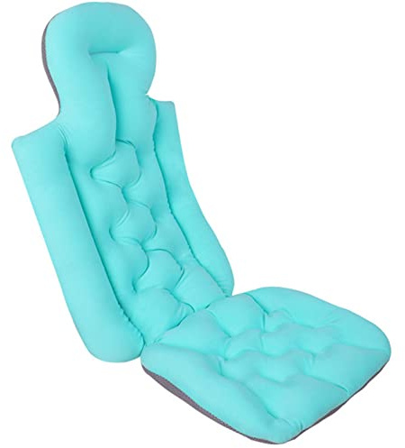 Niceyoeuk Cuscino da bagno per adulti, per vasca da bagno, tappetino per il corpo completo, ad asciugatura rapida, ergonomico, Blu allungato con ventosa, 78cm*35cm