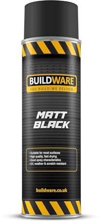 Buildware Matt Black Metal Spray Paint Fast Drying UV & Scratch Resistant for Metal Art & Craft Weatherproof for Internal External Use