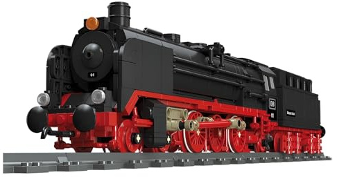 Technik City Zug Bausteine Bausatz, 1173 Stück Retro BR01 Dampflokomotive Modell Spielzeug, Dampflokomotive Güterzug Klemmbausteine, Stadt Güterzug Modell mit Gleis Set für Erwachsene