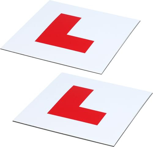 Strong Magnetic Driving L Plates Pack of 2 - Twin Pack, Easy to Attach & Remove - Suitable for UK Cars, Approved Road Regulations, Red Learner Plates, Blow away Resistant, No Paint Scratches