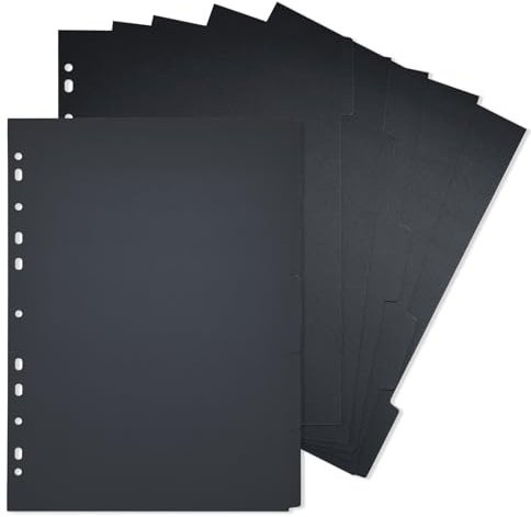 DY.2ten 10 Fogli Divisori Raccoglitori ad Anelli A4,11-fori Nero Filler Pagine Divisorio Pagina Indice Tab, per Scuola o Ufficio, A4 Cartoncini Separatori per Raccoglitori ad Anelli