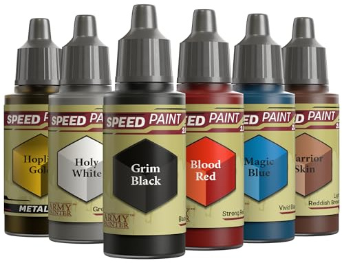 The Army Painter, Speedpaint 2.0 Fantasy Colours Bundle, 6 x 18 akrylfärger med guld, vit, svart, röd, blå och brun - miniatyrfärg för D&D- och Warhammer-miniatyrer