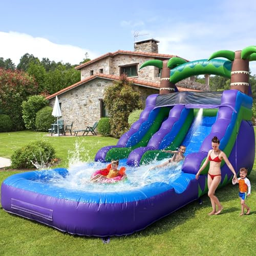 iLink-outer Inflatable Commercial Grade Water Slide with Water Tube and Blower for Kids and Adults All Age 21 x 12 x 9 FT Wet and Dry Huge PVC Pool for Summer Party