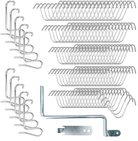 110 Pcs Fence Wire Tightener Tool with 2 Tighteners Handle, Stainless Steel Barbed Wire Tensioners Metal Fence Barb Wire Tightening Fixing Tools for Repair Fence Post Garden Fence Wire
