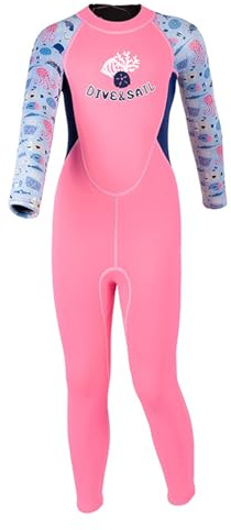 ERYUE Traje de Neopreno Térmico de Neopreno 2,5 Mm para Niñas con Manga Larga, Traje Buceo para Deportes Acuáticos y Clases Natación, Rosa/, S-XXL (#6)