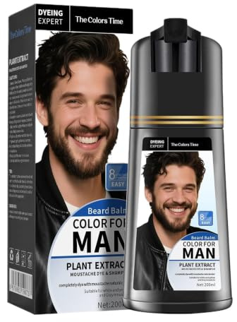 Tinte de Barba 200 ml de Colorante Temporal Instantáneo en Negro para Vello