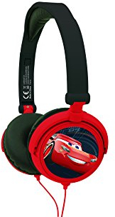 LEXIBOOK, Disney Cars, Auriculares estéreo, Volumen Seguro para niños, Plegables y Ajustables, Rojo/Negro, HP010DC
