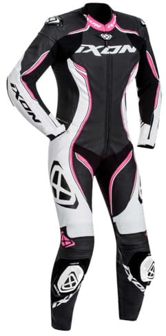 Ixon Vortex Un Pezzo Tuta in Pelle Donna (Black/White/Pink,L)