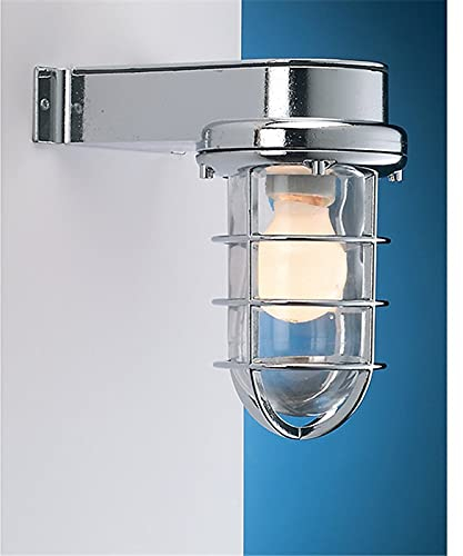 Licht-Erlebnisse Edle Außenwandleuchte Chrom aus Messing Glas IP55 Schiffslampe Laterne Haus Hof Balkon Eingang